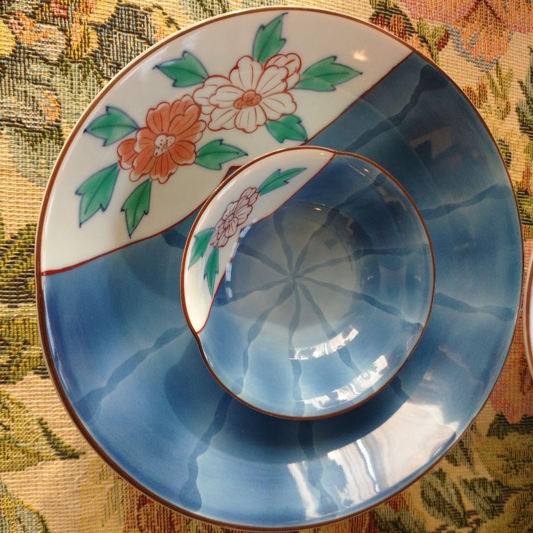 京の色絵ガラス 弘泉画 絵変わり 15cmガラス皿 5枚セット お花 ガラス